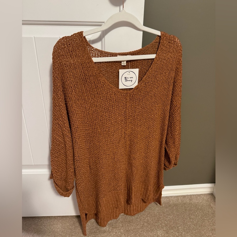 Sweet Jolie Boutique Burnt Orange Large Knit Sweater Oversized Size S NWT